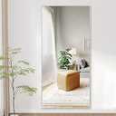 NeuType 47"x22" Full Length Mirror Aluminum Alloy Frame Dressing Mirror for Bathroom/Bedroom/Living Room/Dining Room/Entry, Wall Mounted or Leaning Against Wall, Silver (No Stand)