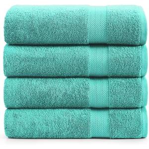 LANE LINEN Bathroom Towels Set (4 Pack)- 100% Cotton Luxury Bath Towels for Bathroom, Soft Shower Towels, Quick Dry Turkish Bath Towels, Super Absorbent Hotel Quality Bath Towel Set (28"x 54")- Teal