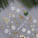 2 x 5D Embossed Christmas Nail Art Stickers 2 Sheets Self Adhesive Christmas Snowflake Nail Decals Gold Xmas Tree Lamp Ball Christmas Nail Art Supplies for Women Girls Christmas Nail Decorations