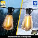 Solar String Lights Outdoor Waterproof with Remote & Timer, LED Shatterproof ST38 Bulbs, USB & Solar Powered Patio Lights for Backyard, Porch, Garden, Wedding, Christmas Decor (66FT)
