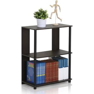 Furinno JAYA Simple Design 3-Tier Bookcase / Bookshelf / Display Rack, Plastic Tubes, Walnut