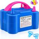 Balloon Pump Electric,110V 600W Balloon Blower Inflator Dual Nozzle Air Pump Balloons Inflator for Decoration, Party, Sport,Gifts:2 Balloon Tying Tools (Blue)