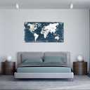 Blue World Map Canvas Wall Art for Living Room Large Office Canvas Artwork Decor Framed for Kitchen Kids Bedroom-20 x40