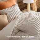 Bedsure Boho Tufted Beige Comforter King Size, GentleSoft 3 Pieces Boho Farmhouse-Style Decor Bedding, Arch Bedding for All Seasons, 1 Bed Comforter, 2 Pillow Shams, 104x90 Inches