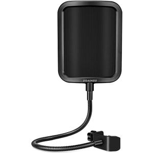 Aokeo Metal Pop Filter,Metal Mesh Layer Microphone Windscreen for Hyperx QuadCast, Blue Yeti and Other Mics,Pop Shield with Flexible 360 Gooseneck Clip Stabilization Arm