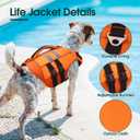 Kuoser XXL Dog Life Jacket, High Flotation Large Dogs Life Vest for Swimming Boating, Reflective Puppy Water Vest Pet Life Preserver with Rescue Handle, Orange XXL