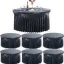 Outpain 6Pack 60 Inch Round Velvet Tablecloths - 120 Inch Stretch Spandex Table Cover with Floor-Length Skirt, Wrinkle-Free Luxury Elastic Table Cloths for Weddings,Banquets,Events (Black), 60in6Pack
