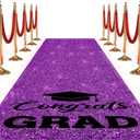 Sliner Glitter Purple Congrats Grad Carpet Runner Rug for Graduation Prom Party Decorations 2ft x 15ft Glitter Graduation Runway Rug for Prom Party Decor Aisle Runner for School College Grad Ceremony, 4" x 24"