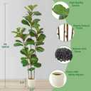Warmplants Artificial Fiddle Leaf Fig Tree 6ft Tall with White Planter | Faux Green Plant, Faux Ficus Lyrata Trees for Indoor Home Office Living Room Decor