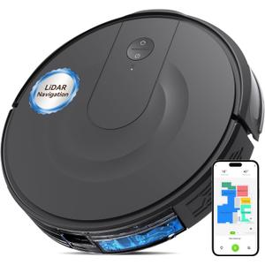Robot Vacuum and Mop Combo with 9000Pa Suction, LiDAR Navigation & Ultra-Slim Design, Auto Recharge, Smart Mapping Robotic Vacuum Cleaner for Pet Hair, Hard Floors & Carpets