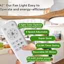 Ceiling Fans with Lights, 42 inch Low Profile Ceiling Fan with Light and Remote Control, Flush Mount, Reversible, 3CCT, Dimmable, Noiseless,Natural Color Ceiling Fan for Bedroom, Indoor/Outdoor Use