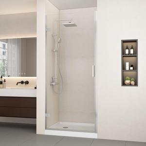 Bathbliss Frameless Pivot Shower Door, Glass Shower Door for Bathroom, 36" W x 72" H, Nano-Coated 5/16" (8mm) Clear SGCC Tempered Glass, Chrome Finish