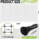 8x100ft Deer Fence Netting with 100 Zip Ties, Animal Fence Barrier Plastic Heavy Duty Garden Protection Fencing Mesh Fence Barrier for Poultry, Yard, Snow and Construction (Black, 8x100ft)