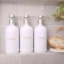 Shampoo and Conditioner Dispenser Set of 3,Refillable 21oz Shampoo Bottles with Non-Slip Protective Silicone Pad,Shower Soap Dispenser with Waterproof Labels for Bathroom (White)