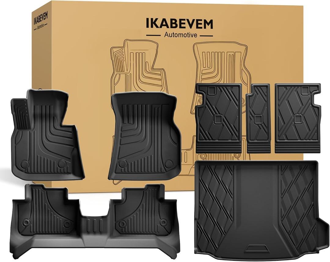 Floor Mats & Cargo Liner & Backrest Mat Fit for 2018-2024 BMW X3 (G01) 30i M40i X3M, Not for Raised Cargo Floor (with Spare Tire), Not for X3 30e - All Weather Floor Liners for X3 Accessories