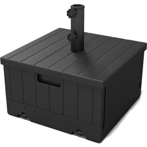 Helios&Hestia 3-in-1 Plastic Patio Umbrella Base Stand Weight with Wheels 176lbs with Sand Filled, Can be Used as Outdoor Coffee End Table, Flower Planter Box, Fits 7 to 11ft Market Umbrellas, Black