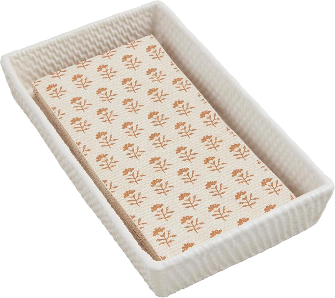 Mud Pie Woven Ceramic Guest Towel; Caddy 8 1/2" x 4 3/4" | Towel 7 3/4" x 4" Mud Pie Woven Ceramic Guest Towel; Caddy 8 1/2" x 4 3/4" | Towel 7 3/4" x 4"