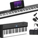 Upgraded Folding Piano Keyboard, 88 Key Full Size Semi Weighted Keyboard Support MIDI and Bluetooth, Portable Foldable Keyboard Piano with Sustain Pedal and Piano Bag, Best Gift for Beginner (88 Key Black)