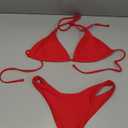 GORGLITTER Women's High Waisted Thong Bikini Set Halter Triangle Tie Back Swimsuit Bathing Suit (Red), S