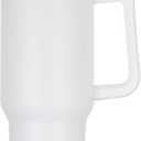 DOMICARE 40 oz Tumbler with Handle and Straw, Stainless Steel Tumbler with Lid and Straw, Reusable Vacuum Insulated Cup, Travel Coffee Mug, White, 1Pack
