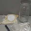 Honeydak 8 Pcs Complete Kefir Starter Kit Kombucha Fermenter Kit Half Gallon 64oz Mason Jar Wide Mouth with Plastic Storage Lid Nylon Mesh Strainer Cotton Cloth Cover and Wood Spoon