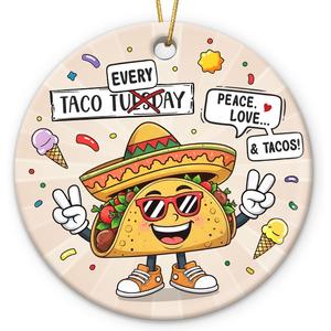 2 x Taco Ornament 2025, Funny Taco Gifts for Men Women Boys Girls, Unique Food Ornament for Friends Tacos Lovers, Fun Tacos Themed Gifts, Funny Christmas Ornaments for Tree Decorations