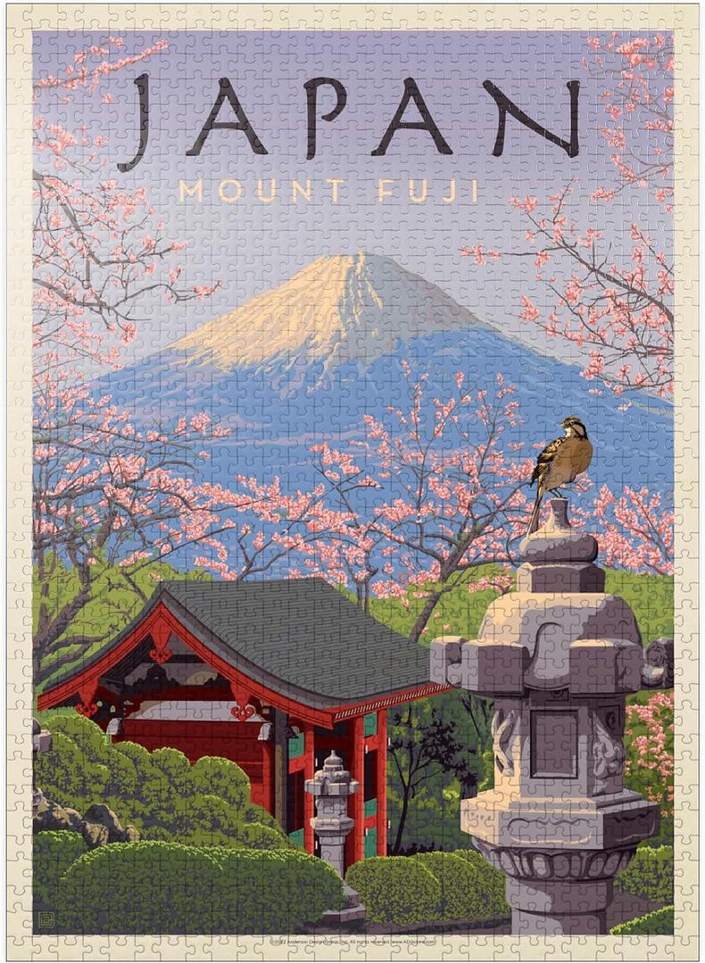 MyPuzzle Japan: Mount Fuji, Vintage Poster - Premium 1000 Piece Jigsaw Puzzle for Adults