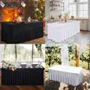 BDDC Table Skirts for Rectangle Tables 8ft - 2 Pack One-Piece Black Tablecloths and Skirt, Wrinkle Resistant Ruffles Elastic Cover for Banquets, Weddings, Events, Parties