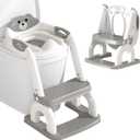 DEEKI Potty Training Seat Upgrade 2 in 1 Toddler Training Toilet Chair Potty Seat with Step Stool Ladder for Baby Kids Boys Girls(Grey)