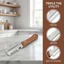 2PCS Multifunctional Vegetable Peeler, 3 in 1 Multi Functional Wooden Handle Peeler, Grater and Bottle Opener, Kitchen Gadgets for Potato, Carrot, Pumpkin, Apple