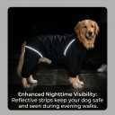 Dog Raincoat Rain Jacket Coat, Full Leg Coverage Waterproof Rain Suit with Detachable Hood & Tail, Reflective Strips, Snag-Free Top Zipper (Black for Boy, XXX-Large)