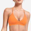 YEOREO Sports Bras for Women Strappy Padded Halter Ericie Open Back Light Impact Deep V Neck Yoga Workout Gym Tops (Orange, S)