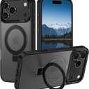 for iPhone 17 Pro Case 2025,with Magnetic Invisible Stand [Compatible with MagSafe] Shockproof Slim Translucent Anti-Slip Military Drop Protection Cover,Black