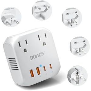 DOACE 2000W 220V to 110V Voltage Converter for European Travel, Voltage Converter US to Europe for Hair Dryers with Fast Charging Power Converter Adapter Combo with 4 USB Ports Step Down Transformer