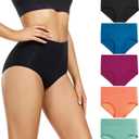 wirarpa Women's Underwear High Waisted Ladies Cotton Panties Soft Full Coverage Briefs 5 Pack (3X-Large)