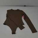 PUMIEY Long Sleeve Bodysuit For Women Sexy Body Suits Crew Neck Tops Mocha, Medium