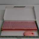 seenda Bluetooth Keyboard and Mouse for iPad, Multi-Device Bluetooth + 2.4G Wireless Round Key Cute Keyboard Mouse with Tablet Holder for MacBook/Windows Computer, iOS/Andriod Tablet Phone Coral Pink