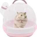 Hamster Carrier Cage PortableCages Small Animals Carry Travel Case with Water Bottle Plastic BreathableGuinea Pig Outgoing Cage for Dwarf Hamster Ferret Chinchillas Hedgehog (Pink)