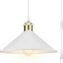 LYOOWNG Plug in Pendant Light, Bigger Hanging Lights with Plug in Cord On/Off Switch, 13FT Industrial Plugin Hanging Light, Vintage Pendant Lights Fixture, White