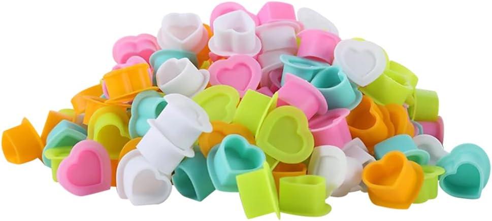 GSHLLO 50 Pcs Cute Heart Tattoo Ink Cups Containers Soft Silicone Tattoo Pigment Cup Holder Small Pigment Ink Caps Tattoo Accessories and Supplies for Eyebrow Eyeliner Lip Color Multi Color