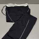 Womens Workout Sets Two Piece Spaghetti Straps Tank Top Matching High Waist Leggings Gym Work Out Outfits with Pockets (Large, Black)