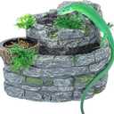 REPTI ZOO Reptile Water Fountain with Food Dish, 550ML Terrarium Waterfall Drinking Fountain for Bearded Dragon Gecko Chameleon Lizard Tree Frog Turtle, Reptile Water Dispenser, Keep Water Clear