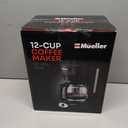 Mueller 12-Cup Drip Coffee Maker - Borosilicate Carafe, Auto-Off, Reusable Filter, Anti-Drip, Keep-Warm Function, Clear Water Level Window Coffee Machine, Kitchen Essentials & Accessories (Black)
