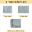 Air Mattress Sheet Set Twin Size,3 Piece Deep Pocket Bed Sheet Set for 16-24 Inch Air Bed,Easy Inflate Access,Perfect for Guest Room, RV, Camping,Gray