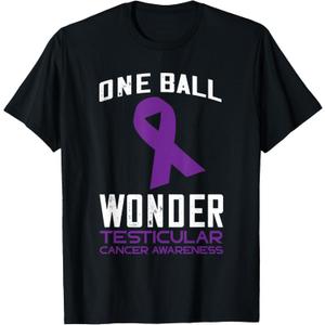 One Ball Wonder Testicle Cancer Testicular Cancer Awareness T-Shirt, XL