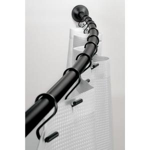 iDesign Curved Metal Shower Curtain Rod, Adjustable Customizable Curtain Rod for Bathtub, Stall, Closet, Doorway, 41-72 Inches, Matte Black,79077