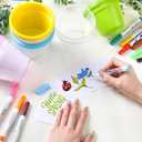 Meanplan 28 Pcs Spring Crafts 16 Spring DIY Flower Pots Paint Your Own Ornament Kit DIY Craft Flower Pot 12 Colorful Markers, Decorate Your Own Home