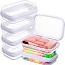 Sanwuta 6 Pcs Clear Hard Zipper Case Plastic Zipper Pouches Transparent Makeup Bag Pencil Case Pouches Toiletry Diaper Bag for Travel Toy Storage Organizer Bins(White,5 x 3 x 2 Inch)