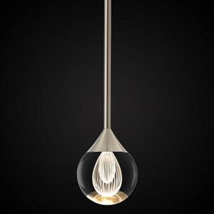 1-Light Teardrop Crystal LED Hanging Pendant Light, Brushed Nickel, 4x4x49 inches