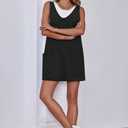 MAOECO Womens Fashion Overalls Denim Dress Loose Casual Sleeveless Mini Pinafore Jean Romper Summer 2025 Outfits High Roller Skirtall Black L